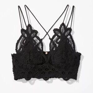 Free People Black Lace Strappy Bralette